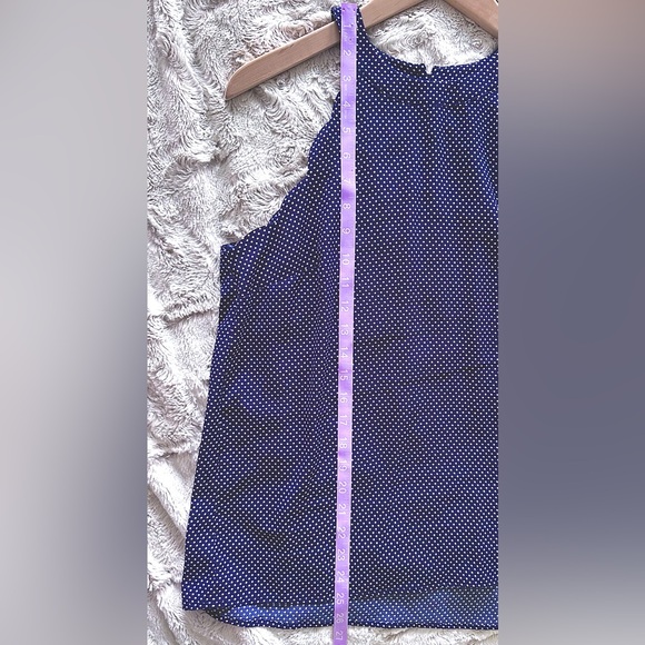 Monteau Sleeveless Top Size Medium Navy Blue W/ White polka dots Tunic Blouse - Picture 7 of 9